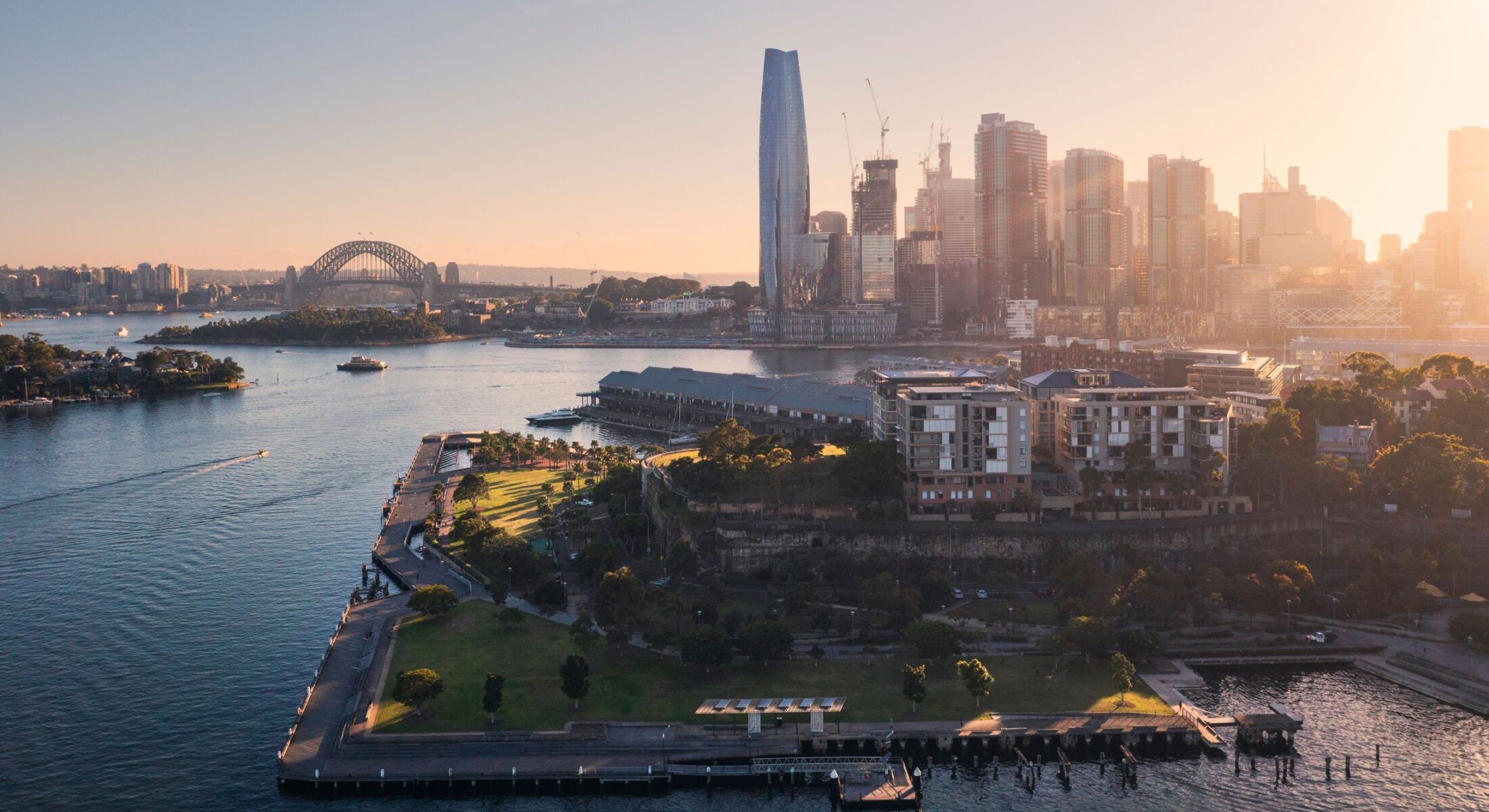 Scenic views of Sydney Harbour and the Sydney CBD from Pyrmont, Sydney.